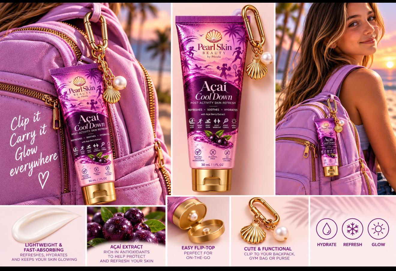 Açaí Cool Down Pink Pearl Glow campaign